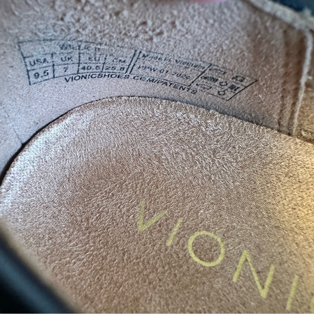 Vionic Black Leather Slip-On Flats - Picture 9 of 12